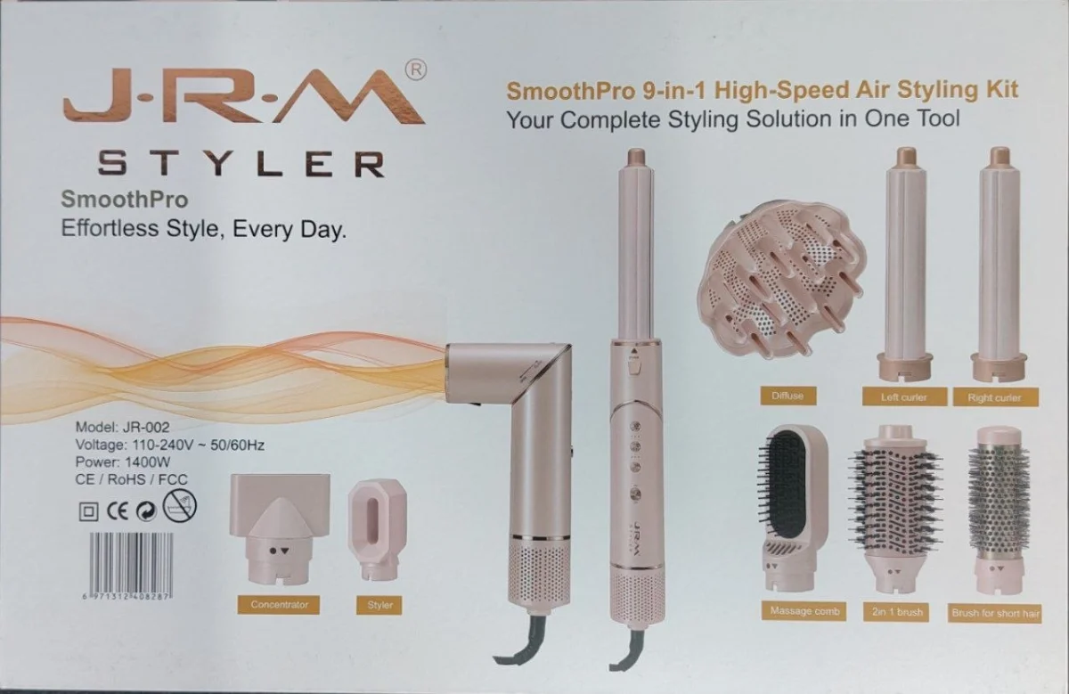 JRM Профессиональный стайлер для укладки волос Smooth Pro 9-в-1