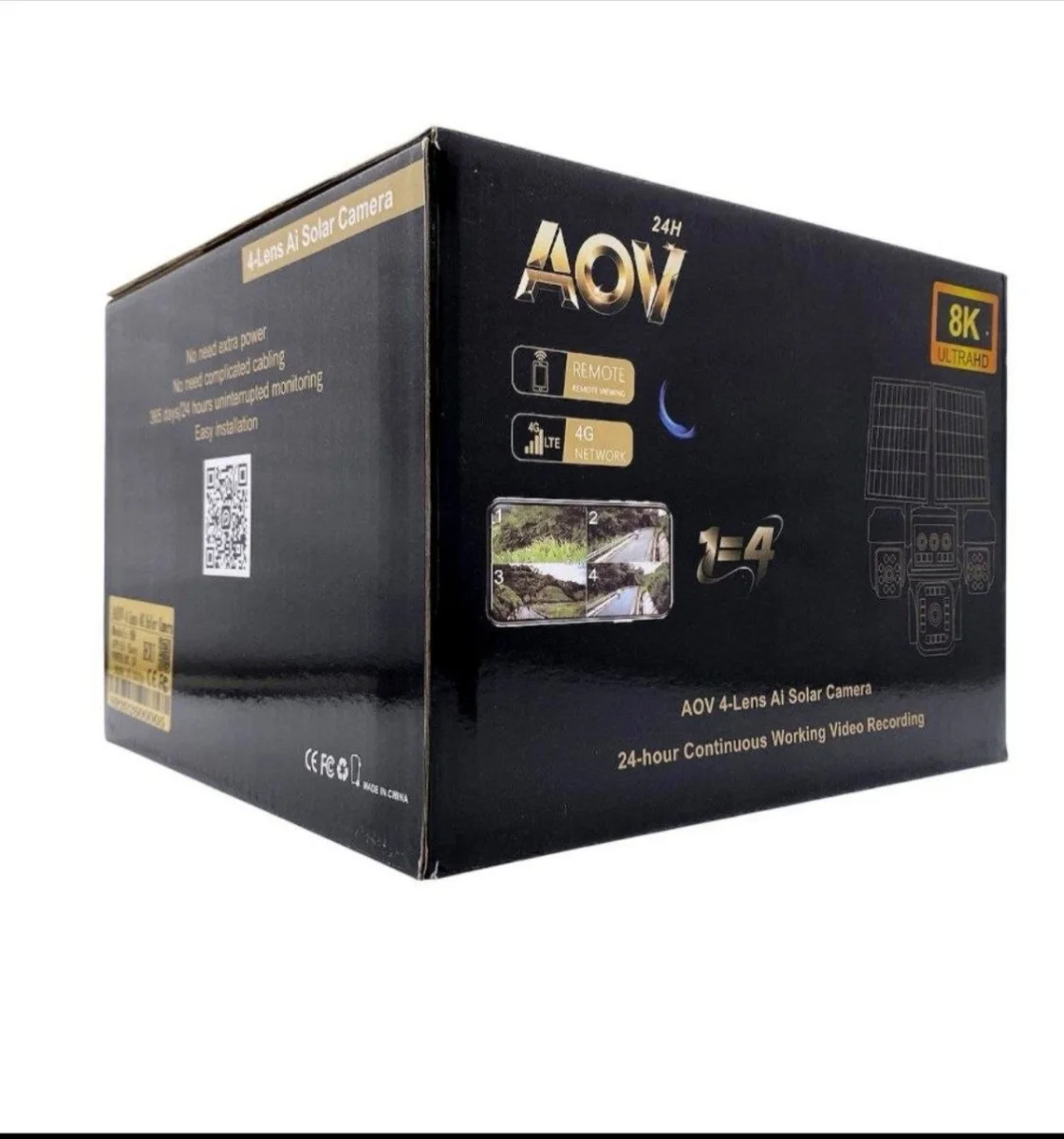 AOV 4-Lens AI Solar Camera 4G/Wi-fi S9 8K Беспроводная уличная камера видеонаблюдения
