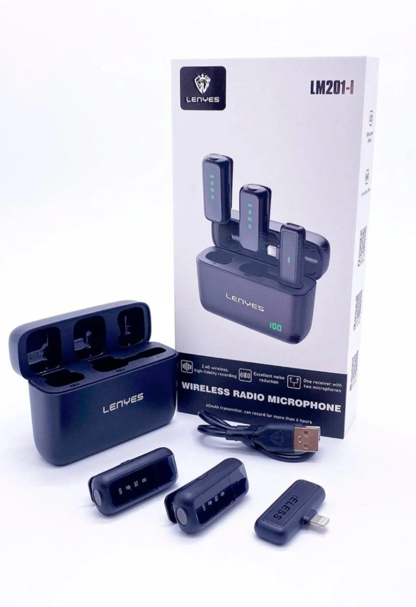 Микрофон Lenyes LM201-I iPhone Беспроводная петличная радиосистема 3-в-1