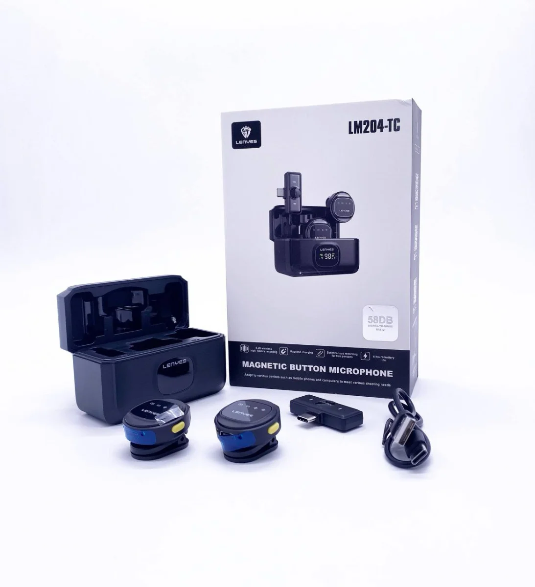 Микрофон Lenyes LM204-ТС Type-С Беспроводная петличная радиосистема 3-в-1